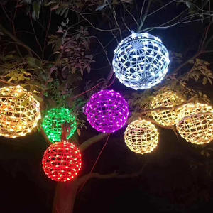 außenbereich wasserdicht Ip65 Garten Straße Bürgerstege Dekoration außenbereich <span class=keywords><strong>Led</strong></span> <span class=keywords><strong>String</strong></span> Light hängendes Rattan-Balllicht - Product Image 2