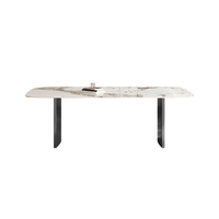 Table de salle à manger en pierre frittée, meuble de restaurant de villa de style minimaliste moderne pieds en acier inoxydable table à manger