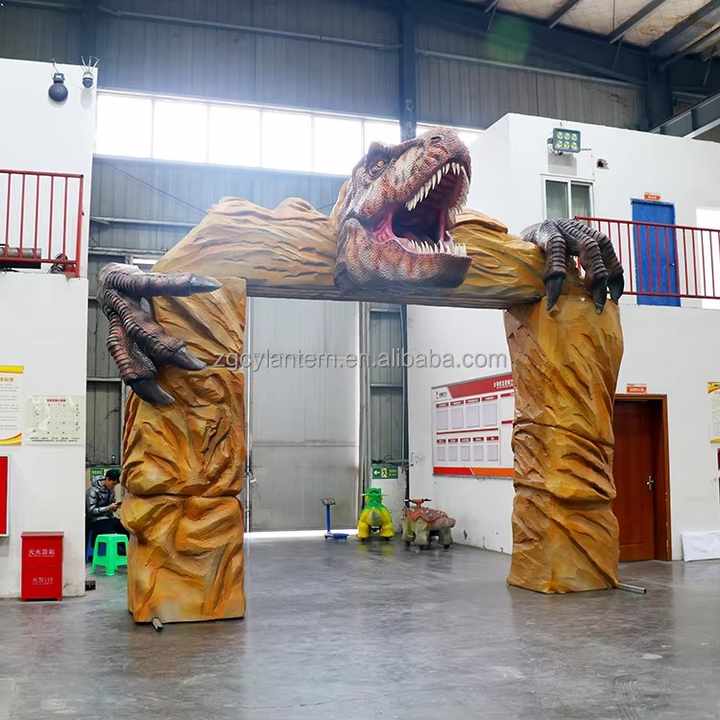 Realistic Dinosaur Entrance Arch: Animatronic T-Rex Gate with Sound ...