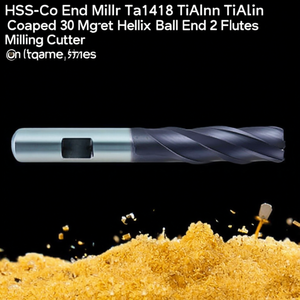 Fraise à queue HSS-Co TA1418 avec revêtement TiAlN, hélice à 30 degrés, bout sphérique, 2 dents - Product Image 3