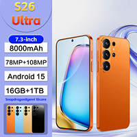 Smartphone 5G S26 Ultra Écran Complet 7,3 Pouces 16 Go RAM 1 To ROM Android 15 Double Appareil Photo 78MP 108MP Batterie 8000 mAh Vente en Gros