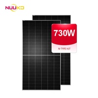 Modul Surya Bifasial Kaca Ganda NUUKO 700W 715W 720W 730W Grosir untuk Pembangkit Listrik Tenaga Surya, Pemasangan di Tanah, Bersertifikasi CE TUV IEC