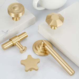 Poignée de meuble en laiton massif, bouton de tirage droit, finition or mat, pour tiroir de meuble, armoire de cuisine - Product Image 5