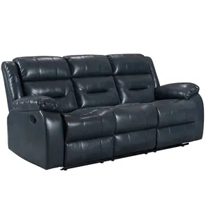 Environmental Protection PU Living Room Furniture Set Modern Custom Leather Air Three-piece Motion Sofa Home Furniture Fabric