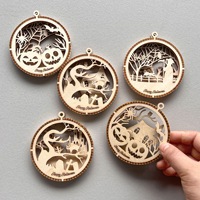 Adornos Colgantes Redondos de Madera Duraderos para Árbol de Navidad DIY con Técnica de Corte para Letreros de Pared