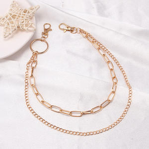 Chaîne de taille double couche dorée pour pantalon, design géométrique, style punk, hip-hop, rock, boîte de nuit, en alliage de zinc - Product Image 3