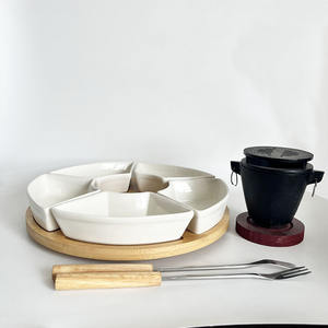 Plateau tournant Pu Pu à 5 compartiments, plats en céramique, dessert, chocolat, amuse-gueules, guimauve, plateau tournant paresseux, plateau de service pour collations - Product Image 3