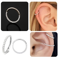 Boucles d'oreilles créoles articulées en titane avec perle, personnalisées ASTM F136 hypoallergéniques 16g 8mm 10mm, bijoux de piercing tendance