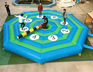 EASYFUN Jeu d'obstacles gonflable Wipeout Bike personnalisé en usine, jeu de barre rotative <span class=keywords><strong>électrique</strong></span> pour la location d'événements de carnaval - Product Image 1
