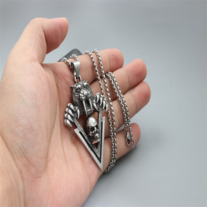 Collar con Colgante de Calavera de Tigre con Diamantes, Acero Inoxidable, Joyería de Moda Unisex - Product Image 2