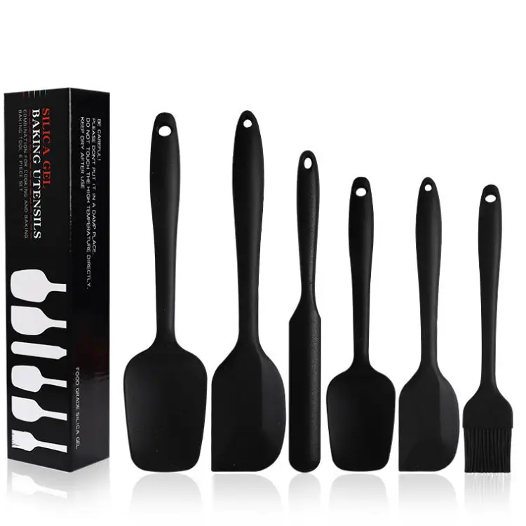 Juego de utensilios de cocina de silicona, espátula para crema, cepillo de aceite para hornear, 6 uds., gran oferta