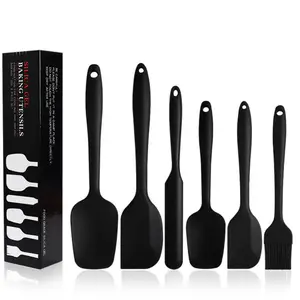 Silicone Spatula Set Hot Sale Silicone Kitchen Utensil Set 6 Pcs Cream Spatula Oil Brush Set For Cooking Baking