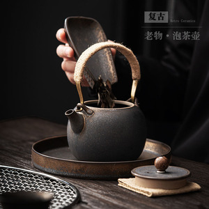Théière en céramique rétro avec poignée, grande capacité pour usage domestique, style chinois avec filtre - Product Image 2