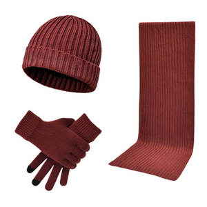 Fitspi vente en gros automne hiver usine vente directe hommes femmes tricoté épaissi chaud laine chapeau écharpe gants bonnets - Product Image 1