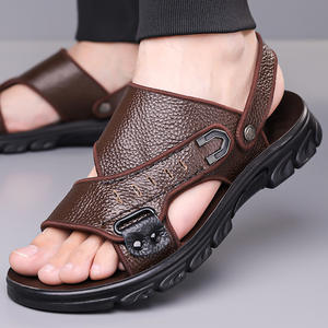 Sandales d'été décontractées pour hommes en cuir véritable, respirantes, antidérapantes, à bout ouvert, légères, avec soutien de la voûte plantaire et semelle souple, pour la plage - Product Image 5