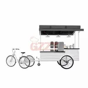 Oem-Bicicleta de café moderna personalizada, carrito de venta móvil, bicicleta de café, aperitivos, triciclo para expendedora