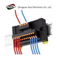 Konektor Kotak Kabel AOSI Automotive 1-In Multi-Out DIN Rail-Mounted dengan Kontak Tembaga 300V, Housing Plastik, Tipe Male