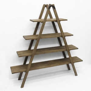 Luckywind Multifunction Rustic Vintage 4 Tier <strong>Shelf</strong> Folding Wooden Ladder Display <strong>Shelf</strong> - Product Image 3
