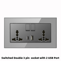 Prises murales électriques multifonctionnelles F60 de haute qualité à double 3 broches EU/UK/Universelles 10A/16A avec charge rapide USB Type C