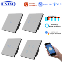 Interrupteur mural intelligent WiFi EU pour maison connectée, compatible Smart Life APP, Google Home/Alexa, avec panneau tactile en verre trempé