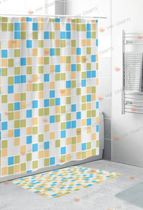 Retro màu vàng rô Rèm tắm với tấm thảm lớn, lưới Groovy Funky Dễ Thương Vải phòng tắm không thấm nước thiết lập với móc/ - Product Image 5