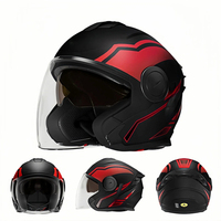 Casque de moto demi-face à double visière certifié DOT, en ABS et EPS, avec doublure en coton respirant, anti-collision pour la conduite