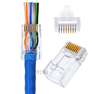 Conector RJ45 Cat6 Avanzado de Pasante con Contactos Chapados en Oro para Cable Ethernet de 24 AWG Trenzado - Product Image 2