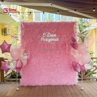 Latar Belakang Fotografi Kustom Kain Jala Draperi Warna Pink Bayi untuk Dinding Bunga Pesta Pernikahan