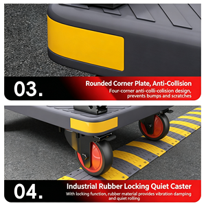 Heavy Duty Platform Truck Dolly, Foldable Flatbed Hand <b>Cart</b> with 360 Degree Swivel <b>Wheels</b>, Push <b>Cart</b> for Moving and Warehouse - Product Image 2