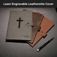 Carnet en cuir personnalisable avec fermeture à clip gravable au laser, carnet en cuir PU A5 vierge avec logo personnalisé, journal avec couverture en cuir PU gravable au laser