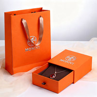 Großhandel Papier-Einkaufstasche Elegante Luxuriöse Orange Papiertüte Schubladen-Geschenkbox Schmuck-Kosmetik-Verpackungsset mit Ihrem Eigenen Logo