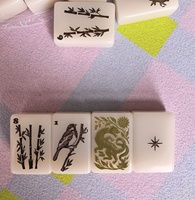 Jeu de Mahjong Américain Minimaliste en Pierre et Encre, Tuiles Acryliques Gravées en Profondeur, 160 Pièces, pour Décoration Intérieure de Luxe, Écologique