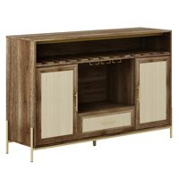 Buffet en bois pour vin, armoire de rangement pour spiritueux avec casier à vin intégré, portes doubles pour salle à manger et cuisine
