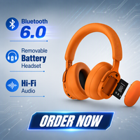 Headphone ANC Nirkabel dengan Baterai 40 Jam, Bluetooth 6.0 Audio Hi-Fi Headset Baterai Lepas Pasang