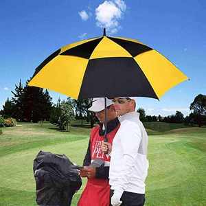 Parapluies de golf en gros avec logo imprimé, poignée en plastique, parapluie de golf droit à 2 couches - Product Image 1