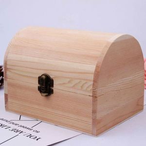 กล่องเครื่องประดับไม้สนตกแต่ง DIY กล่องสมบัติโจรสลัดไม้แบบยังไม่เสร็จสมบูรณ์ - Product Image 1