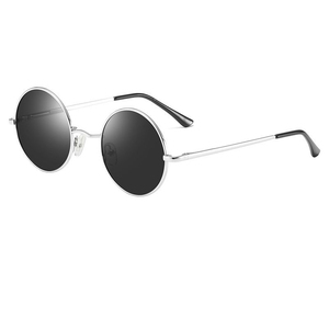 Occhiali da Sole Polarizzati a Specchio Rotondi in Metallo Stile Retrò Lennon 2026 di Tendenza per Uomo e Donna, con Cerniera a Molla di Alta Qualità, Lenti Nere, Logo Personalizzabile - Product Image 1