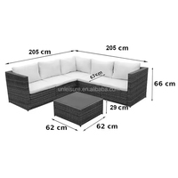 Ensemble de 4 canapés en rotin modernes et écologiques pour l'extérieur, avec table basse, pour salon, hôtel et villa