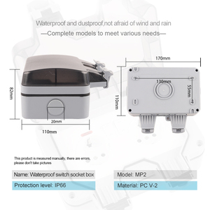 Ổ Cắm Điện Đôi Gắn Tường Ngoài Trời Chống Nước Tiêu Chuẩn Anh IP66 Có Công Tắc Cho Vườn Gia Đình Ổ Cắm 13A Nối Đất 250V - Product Image 2