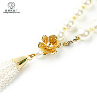 Collier Poire Long à Pompon, Collier Rétro Élégant, Collier Tendance avec Nœud et Émail Coulant, Bijou Femme, Cadeau