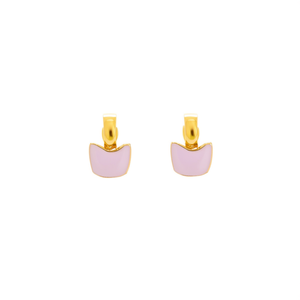 Pendientes de Moda con Esmalte Rosa, Diseño en Acero Inoxidable 316L con Baño de Oro PVD, Resistentes y Sostenibles - Product Image 2