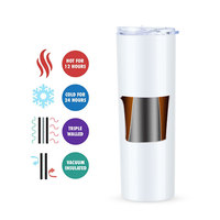 Tasse de voyage impression thermique en acier inoxydable, avec Double paroi, isolée, lisse, blanc, pour Sublimation, 15 ml 20 oz