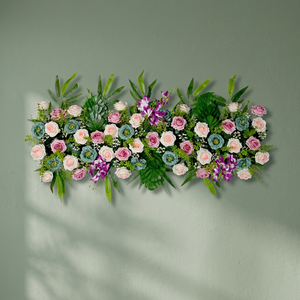 Artificial Flower Factory Radiant Rose & Orchid Vibrant Magenta & Blush Cream Channel Panel Tropical Bloom & Bamboo Spire - Product Image 2