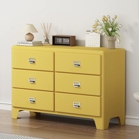 Commode bleu marine à 6 tiroirs |   Coffre de rangement moderne en acier rembourré avec une construction robuste et une grande capacité pour le salon