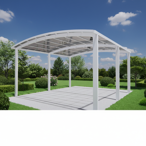Abri de voiture extérieur pour 2 garages en <span class=keywords><strong>aluminium</strong></span> Abri d'auto pour le stationnement Abri d'auto de garage en polycarbonate étanche à toit arqué en métal - Product Image 1