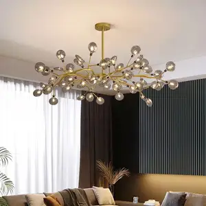 北欧セラミックシャンデリア銅イチョウの葉LEDペンダントランプリビングルームの装飾寝室の枝照明器具