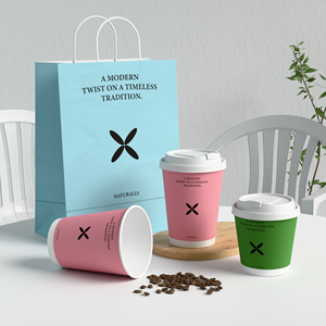 Sacs en papier kraft durables et réutilisables avec poignée longue, imprimés sur mesure pour la promotion des cafés, fabriqués à partir de matériaux recyclés - Product Image 2
