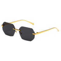 Lunettes de soleil métalliques sans monture unisexe de luxe, coupe diamant, couleur cuivre doré, protection UV400, anti-reflet, polygonales, personnalisables – Meilleures ventes