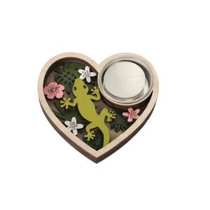 Portavelas de Madera Tallado en Forma de Corazón con Flamencos, Multicapa, para Decoración de Mesa Festiva, Hogar y Fiestas - Product Image 2