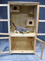 Villa moderne de luxe extra large en bois massif pour chats, niche intérieure et extérieure pour animaux de compagnie avec fermeture à bouton, nid pour chiens et chats